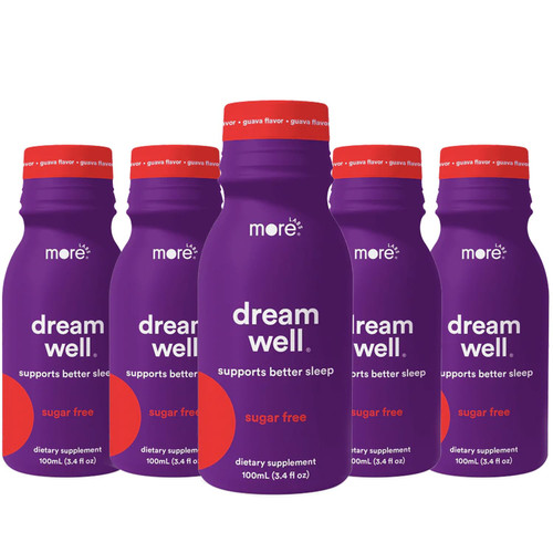 More Labs Dream Well Holistic Sleep Shot Drink 5 Pack | Non-Habit Forming | Lemon Balm, Melatonin and Glycine | Sleep Support Solution