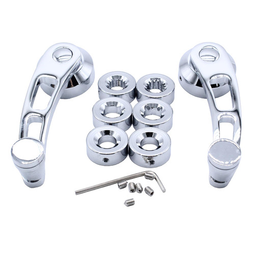 YUCHENSHLP 1 Pair Left & Right Window Crank Handle Kit Chrome Billet Aluminum 4 1/4" Window Handles Fits for Hot Rod Chevy Ford Chrysler
