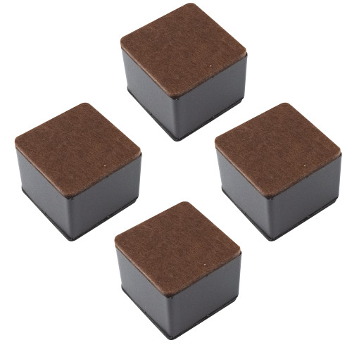 AUXBC 2 Inch Self-Adhesive Furniture Riser, Square Carbon Steel Bed Table Sofa Lift Heavy Duty Bed Riser, Adds 2 Inch Height with Felt Pad (4Pcs/Black)