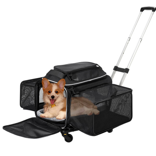 Cozy Cruiser Airline Approved Top-Expanding Pet Carrier on Wheels- Extra Spacious Soft Lined Carrier! 18x11x11 (Black, Expanding Sides) Cozy Cruiser Airline Approved Top-Expanding Pet Carrier on Wheels- Extra Spacious Soft Lined Carrier! 18x11x11 (Black, Expanding Sides)