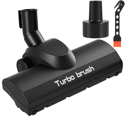 Turbo Brush Head Shop Vac Accessory 1.25" with 2.5" Hose Adapter, as 1-1/4" 2-1/2" Shopvac Attachment Wet Dry Vacuum Adaptor, Ideal for Pet Hair Removal on Carpets Area Rugs Hardfloors