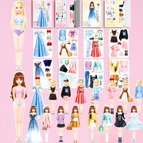 Magnetic Dress Up Dolls, Magnetic Doll Dress Up Kits Magnetic Paper Dolls Pretend Play Set for Girls Ages 4 Years and Up Kids Travel Activities Road Trip Car Ride Interactive Learning Imagine Gift