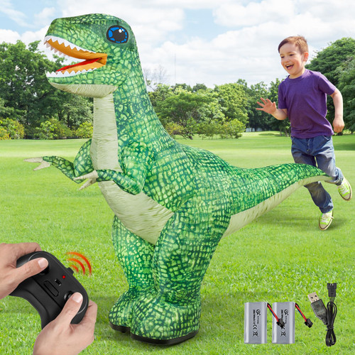 Yerloa 2.4GHZ Remote Control Dinosaur Toys, Inflatable Toy for Kids, Rechargeable Electric RC, T Rex Dinosaur Birthday Halloween Decorations Party Favors Gift for Boys Girls 6-8 8-12