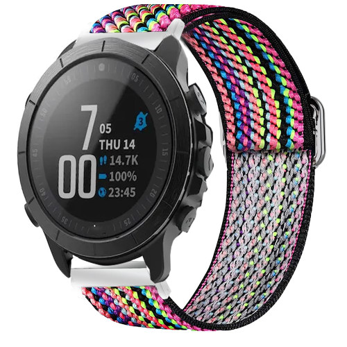 Lamshaw Compatible with Wahoo ELEMNT Rival Smartwatch Band, Aztec Style Rainbow Nylon Adjustable Replacement Strap Accessories for Men & Women (1, 2.2 cm, Multicolor)