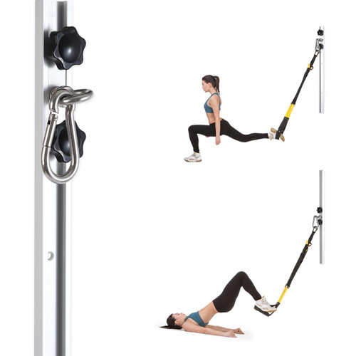 Resistance Band Wall Anchor,Gym Resistance Bands,djustable Workout Wall Anchor System,for Resistance Band Exercises,with 2 Rail and 2 Rail Car,Easy Installation(double set,No Resistance Bands)