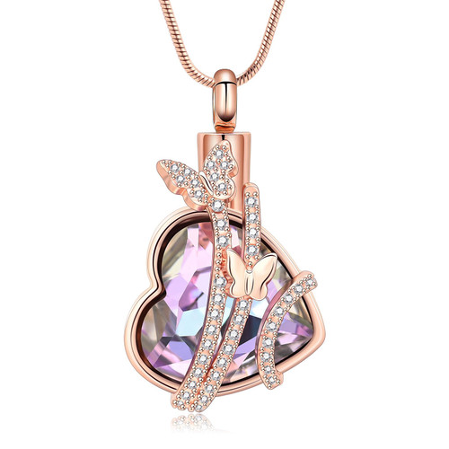 AIWENXI Butterfly Urn Necklaces Heart Cremation Jewelry for Ashes Stainless Steel Keepsakes Memorial Lover Ashes Holder Urns Necklaces Pendant Jewelry