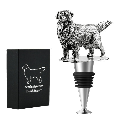 Golden Retriever Dog Wine Bottle Stopper, Golden Retriever Gifts with Gift Box, Wine Gifts Christmas Birthday Gifts for Women Men Dog Lovers, Wine Stopper for Wine Champagne Prosecco