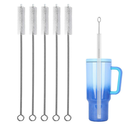 Straw Cleaner Brush Set for YETI, 5 Pieces 10 Inch Stainless Steel Handle Straw Brush Set, Straw Cleaner for 42/30/20 oz YETI Tumbler Straw, Water Bottle and Tubes (12inch)