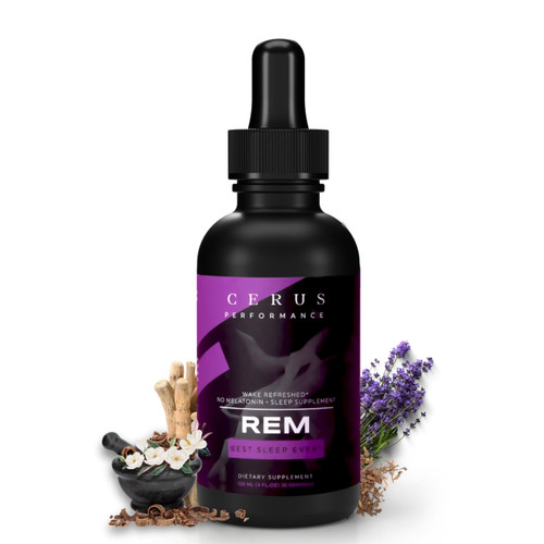 Cerus Performance REM Sleep Aid Drops - Liquid Supplement for Deeper, Enhance Sleep, No Grogginess Fast-Acting Formula - 4 oz