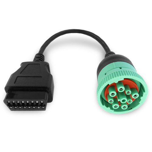 FENNICA Green Type 2 9 Pin J1939 Male to 16pin OBD2 Female Adapter J1939 to OBD2 Adapter Cable for Heavy Duty Trucks & Commercial Vehicles