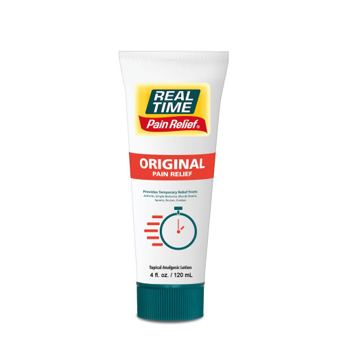 Real Time Pain Relief Cream 4oz Tube | 17 Natural Ingredients: 1.25% Menthol, Arnica & MSM | Muscle Strain & Joint Discomfort Relief for Arthritis, Cramps, Sprains, Bruises, Hands, Back & Knee Pain