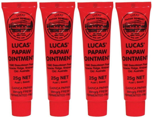 Lucas’ Papaw Ointment – 25g Tubes (Pack of 4) – Multi-Purpose Topical Balm for Skin Relief – Imported from Australia