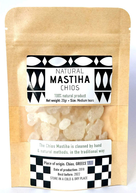 Chios Mastiha Tears Gum Greek 100% Natural Mastic Packs From Mastic Growers Fresh (20gr Medium Tears)