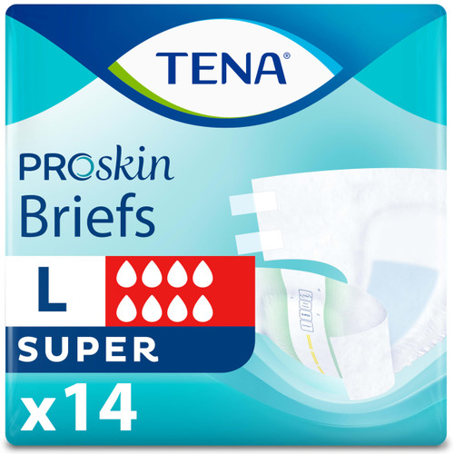 TENA ProSkin Unisex Adult Diapers with Tabs, Maximum Absorbency, Large, 14 ct