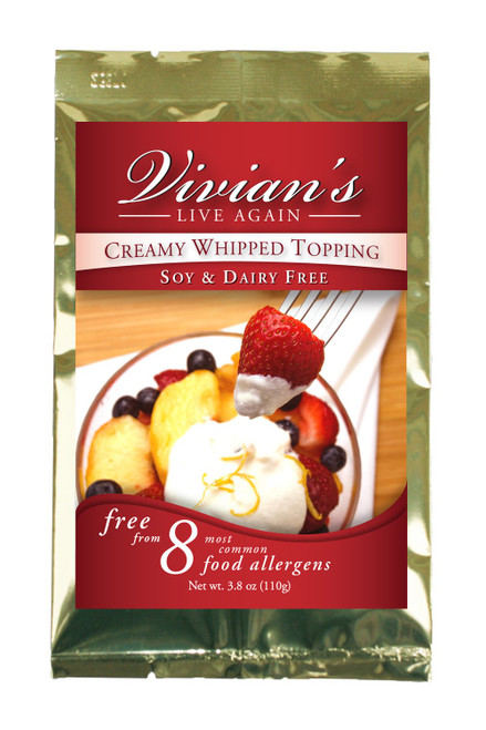 Vegan Whipped Cream Replacement, Dairy Free, Soy Free, Gluten Free, Coconut Free, Shelf Stable Mix by Vivian's Live Again - Single Packet