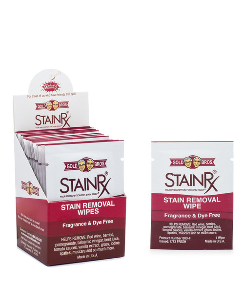 Stain Rx 18 Pack Stain Remover Wipe – Travel Wipes for Clothes, Carpet, Upholstery, & Laundry, Instant Removal of Stubborn Red Wine, Blood, Coffee - Everyday Stains, Pocket Stain Treater Towelettes