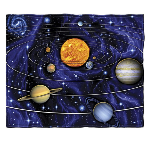 Dawhud Direct Fleece Throw Blanket - 50x60-Inch Plush Space Blanket with Solar System Design for Kids and Adults - Soft and Cozy for Bed, Couch, or Travel