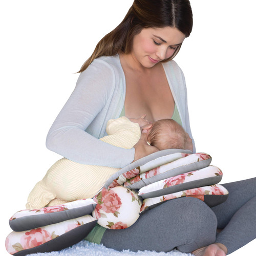 Infantino Elevate Adjustable Nursing and Breastfeeding Pillow - with Multiple Angle-Altering Layers for Proper Positioning to aid in Feeding Even as Your Baby Grows, Floral