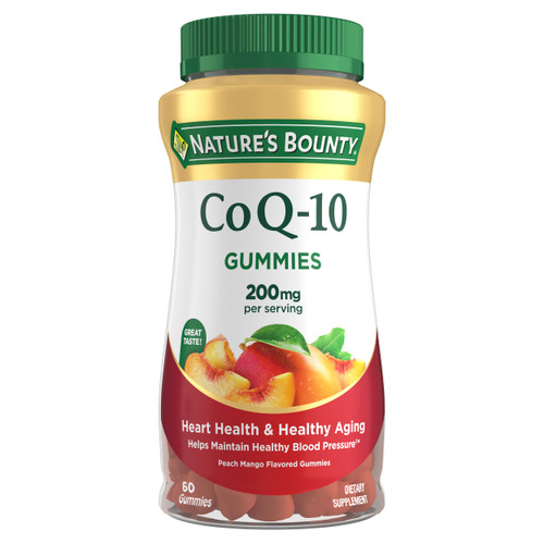 Nature's Bounty CoQ10 Gummies, Supports Heart Health, CoQ10 200mg, Peach Mango Flavor, 60 Count