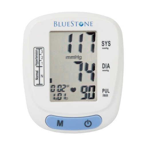 Blood Pressure Machine - BP and Pulse Monitor for Heart Health with Digital LCD Screen, Memory Recall, Adjustable Cuff, and Storage Case by Bluestone