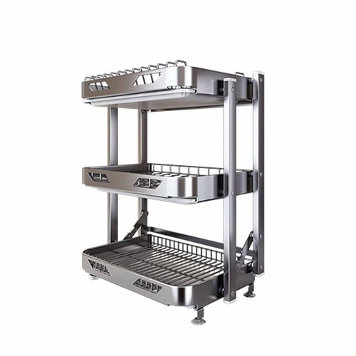 HLHHDFC Foldable Dish Rack,Stainless Steel Drain Rack,3 Tier Dish Drying Rack, Rustproof Dish Drainer for Kitchen Countertop with Drain Tray,Silver HLHHDFC Foldable Dish Rack,Stainless Steel Drain Rack,3 Tier Dish Drying Rack, Rustproof Dish Drainer for Kitchen Countertop with Drain Tray,Silver