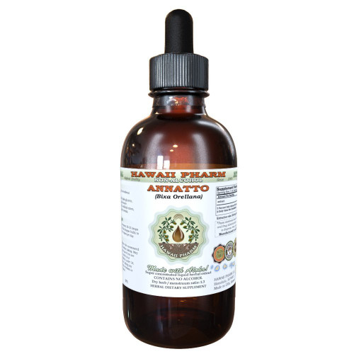 Annatto Alcohol-Free Liquid Extract, Organic Annatto (Bixa Orellana) Dried Seed Glycerite Hawaii Pharm Natural Herbal Supplement 2 oz