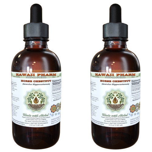 Horse Chestnut Alcohol-Free Liquid Extract, Organic Horse Chestnut (Aesculus hippocastanum) Dried Nut Glycerite Hawaii Pharm Natural Herbal Supplement 2x2 oz