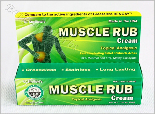 Analgesic Muscle Rub Cream Generic for Bengay Greaseless 1.25 oz. 3 PACK by Dr. Sheffield's