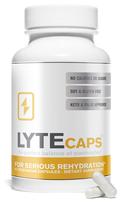 LyteLine Electrolyte Capsules - 60 Vegetarian Capsules for Serious Rehydration, Cramps, Dehydration - Magnesium, Potassium, Sodium, Zinc - Free of Gluten, Dairy, Nuts