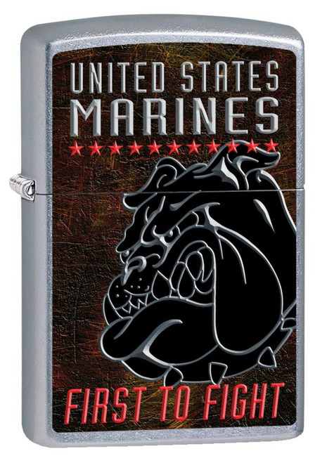 Zippo USMC First to Fight Street Chrome Pocket Lighter