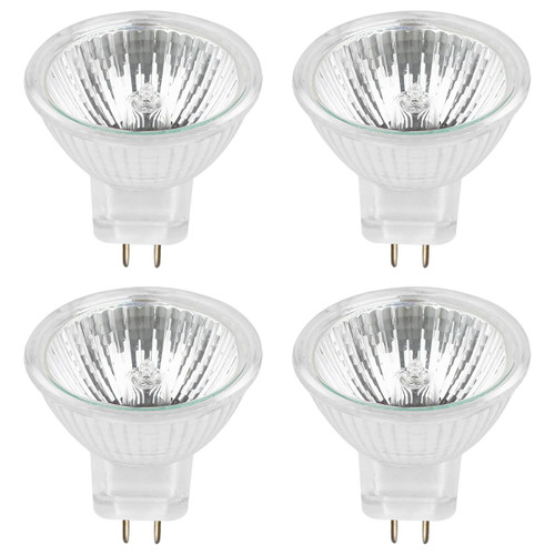 Sterl Lighting MR11 12V 10W Halogen Bulb, 130Lm, 1.37Inch, 2700K Warm White Clear Halogen Reflector Light Bulb, GZ4 Bi-Pin Base, Fiber Optic Bulb, Landscape, Stove-Top, Range Hood, 4 Pack,