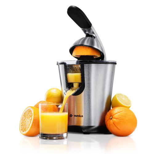 Eurolux Premium Electric Orange Juicer | Stainless Steel Citrus Squeezer With New Ultra-Powerful Motor and Soft Grip Handle for Effortless Juicing, Auto Shutoff, Dishwasher-safe Parts