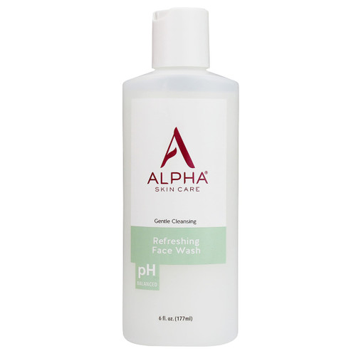 Alpha Skin Care Refreshing Face Wash, Gentle Soap-Free Formula, Citric AHA, Cleanses, Purifies, Tones & Restores pH, All Skin Types, Removes Make-Up & Oil, Anti-Aging Ingredients, 6 Oz