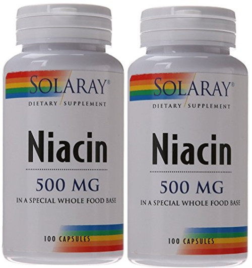 Solaray Niacin 500 mg, Vitamin B3 | Skin Health, Cardiovascular, Nervous System & Circulation Support | 100ct