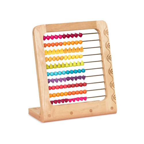 B. toys- Wooden Abacus Toy- Education Toy- Classic Wooden Math Game Toy for Early Childhood Education & Development with 100 Fruit Beads- Two-ty Fruity! -18 months +