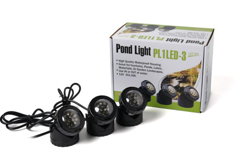 Jebao PL1LED-3PS Submersible LED Pond Light with Photcell Sensor, 2.25" x 3", Red, Blue, Green, & Yellow