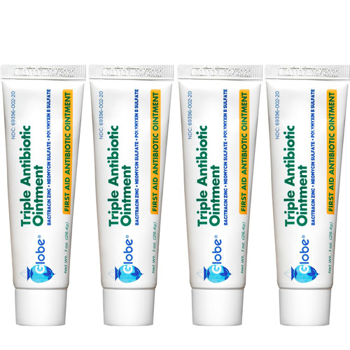 Globe Triple Antibiotic Ointment 1.0 oz (4 Pack), First Aid Ointment for Minor Scrapes, Cuts, and Burns to Help Prevent Infection, Compare to The Active Ingredients of The Leading Brand.