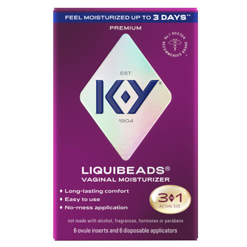 K-Y Liquibeads Silicone-Based Formula 6 Bead Inserts and 6 Applicators Vaginal Moisturizer & Lube for More Comfortable Sex for Men, Women and Couples