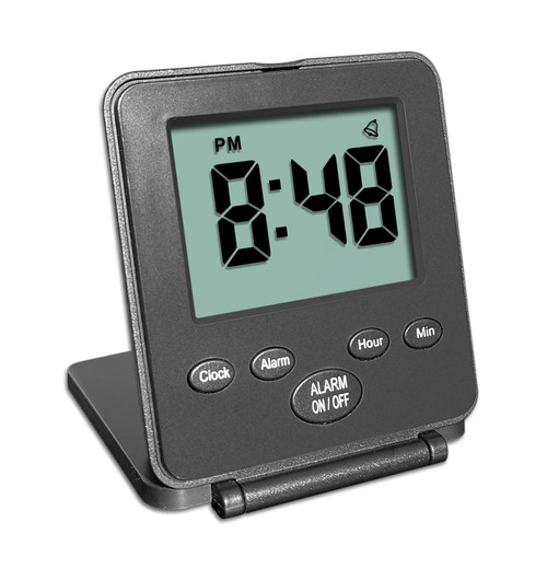 Digital Travel Alarm Clock - No Bells, No Whistles, Simple Basic Operation, Loud Alarm, Snooze, Small and Light, ON/Off Switch, 2 AAA Battery Powered, Black