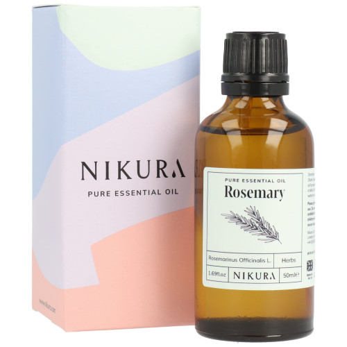 Nikura Rosemary Essential Oil - 50ml | 100% Pure Natural Oils | Perfect for Hair Growth, Haircare, Hair Loss, Beard Growth | Great for Study Focus, Aromatherapy, Memory, Diffusers | Vegan & UK Made