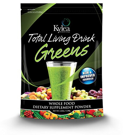 Total Living Drink Greens Superfood Powder - (2.65 lbs Bag, 30 Servings, 60 Ingredients) - Enzymes, Antioxidants, Herbs, Probiotics, Vitamins and Minerals.