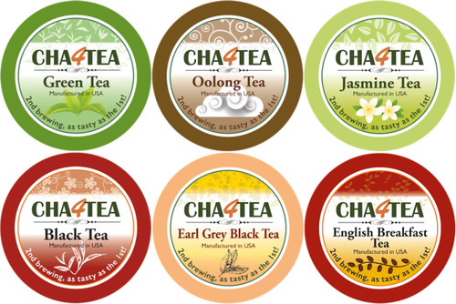 Cha4TEA 36-Count 6 Flavors Variety Pack Tea for Keurig K-Cup Brewers, Including Green, Black, Jasmine, Earl Grey, English Breakfast, Oolong Tea