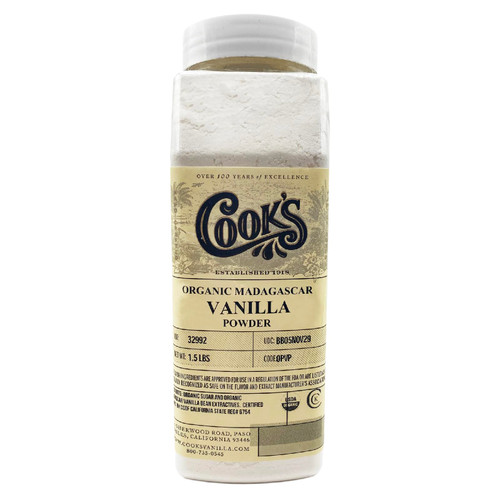 Cook’s, Organic Madagascar Vanilla Powder, World’s Finest Gourmet Fresh Premium Vanilla for Cooking, Baking, & Flavoring, 1.5 Pound (24 Ounce)