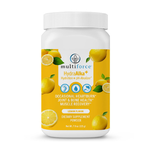 Multiforce HydraAlka+ Premium Alkalizing Supplement | Beats Acid & Non-Chronic Heartburn | Hydrates with Electrolytes | Supports pH Balance, Muscle Recovery & Bone Health | 30 Servings, 3 Flavors
