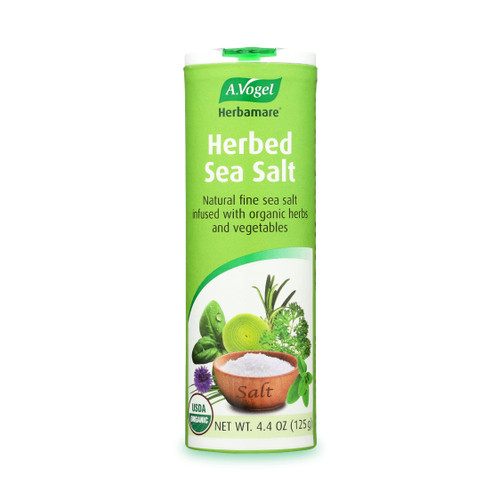 A. Vogel Herbamare Seasoned Sea Salt - USDA Organic - Seasoning Salt Infused with 12 Herbs - 33% Less Sodium - Non-GMO - Gluten Free - Kosher - 4.4 oz