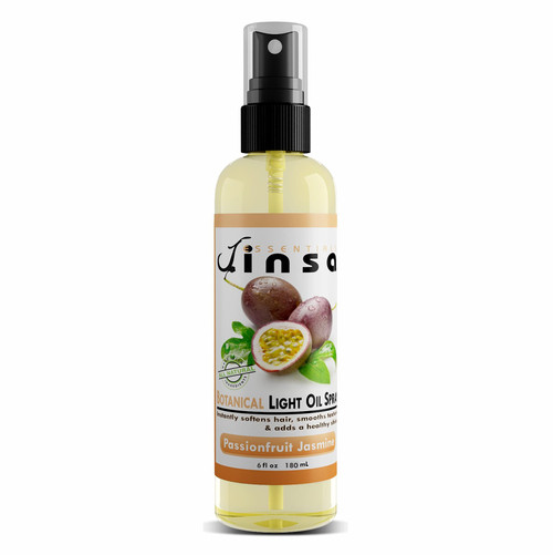 JINSA ESSENTIALS Passionfruit Jasmine Botanical Light Oil Spray | 100% Natural Detangler Frizz Free Moisturizes Hair Without Build-Up Adds A Beautiful Shine | Leaves A Wonderful Scent - 6 oz