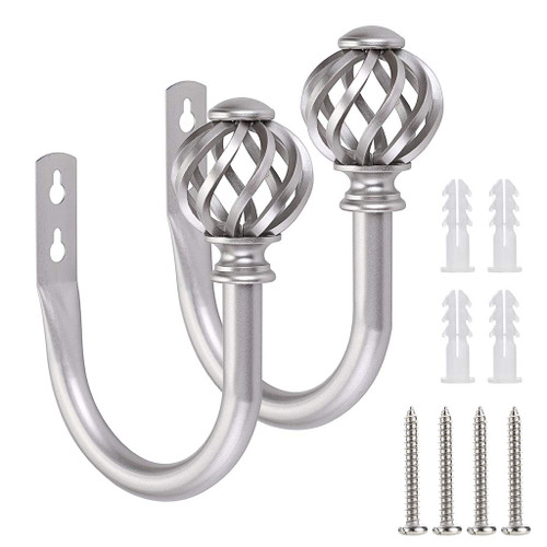 Sumnacon Set of 2 Metal Curtain Holdbacks - Wall Mounted Drapery Tiebacks with Screws, Decorative Window Treatment Holdbacks for Bedroom Livingroom Office, Silver Sumnacon Set of 2 Metal Curtain Holdbacks - Wall Mounted Drapery Tiebacks with Screws, Decorative Window Treatment Holdbacks for Bedroom Livingroom Office, Silver