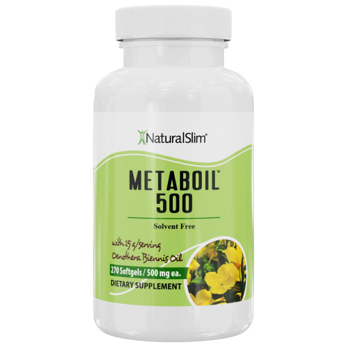 NaturalSlim Evening Primrose Oil for Women 1500mg from Cold Pressed Oil - Metaboil 500 GLA Supplement Gamma Linolenic Acid for Women’s Health, Metabolism, Heart & Skin Health - 270 Softgels