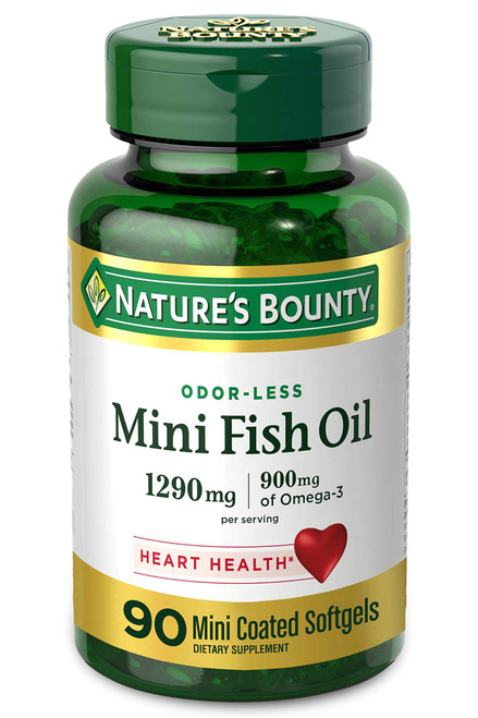 Nature’s Bounty Mini Fish Oil, 1290mg, 900mg of Omega-3, 90 Softgels