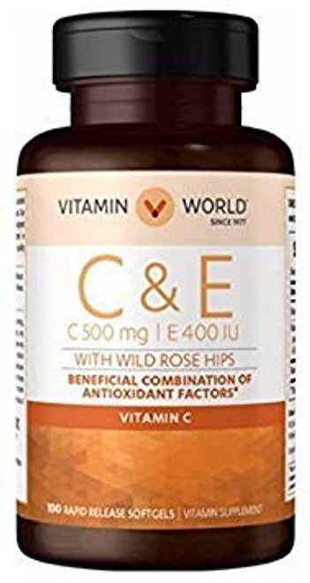 Vitamin World Vitamins C & E with Rose HIPS 100 softgels